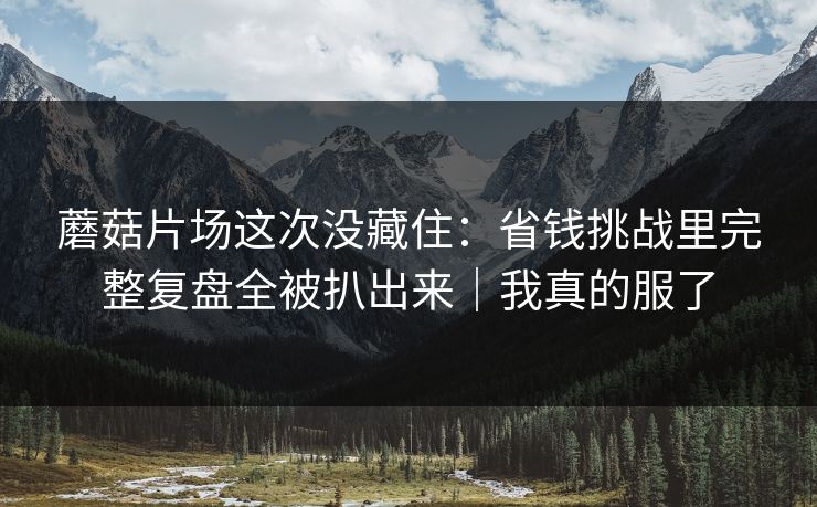 蘑菇片场这次没藏住：省钱挑战里完整复盘全被扒出来｜我真的服了