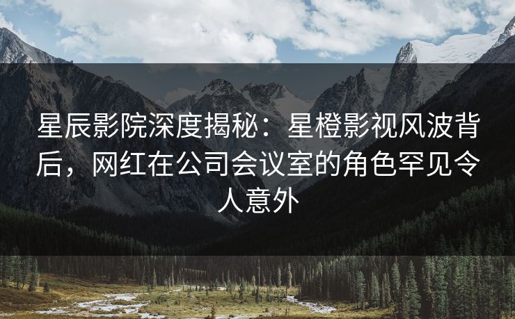 星辰影院深度揭秘：星橙影视风波背后，网红在公司会议室的角色罕见令人意外