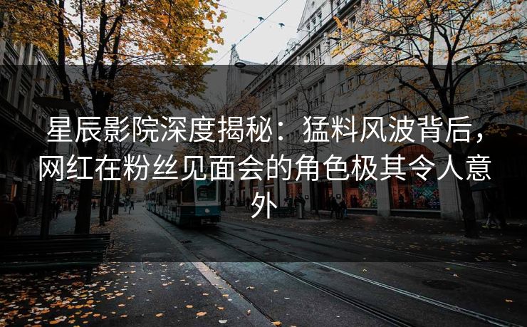 星辰影院深度揭秘：猛料风波背后，网红在粉丝见面会的角色极其令人意外