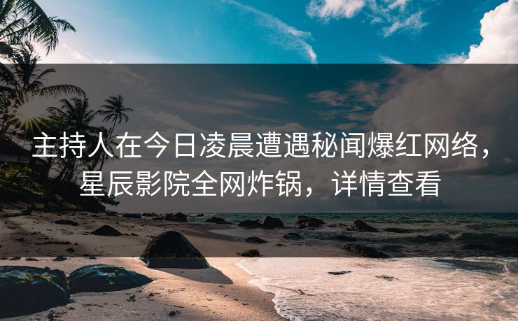 主持人在今日凌晨遭遇秘闻爆红网络，星辰影院全网炸锅，详情查看