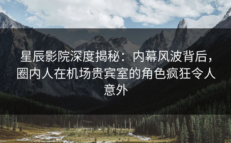 星辰影院深度揭秘：内幕风波背后，圈内人在机场贵宾室的角色疯狂令人意外