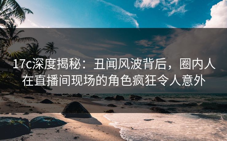 17c深度揭秘:丑闻风波背后,圈内人在直播间现场的角色疯狂令人意外